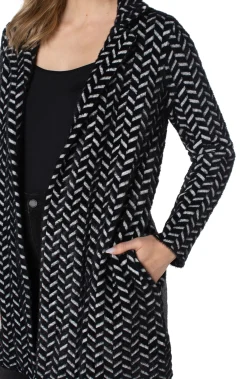 Jackets|Coatigans-Liverpool Los Angeles OPEN FRONT COATIGAN SWEATER Blackherringbone
