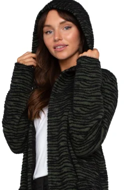 Coatigans|Sweaters-Liverpool Los Angeles OPEN FRONT COATIGAN SWEATER Darkolivestripe