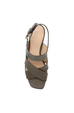 Heels-Liverpool Los Angeles PARAMOUNT CROSS STRAP HEEL Olive