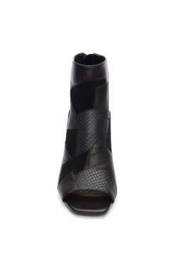 Boots-Liverpool Los Angeles PARK BOOTIE MULTI LEATHER PATCHWORK OPEN TOE Black