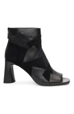 Boots-Liverpool Los Angeles PARK BOOTIE MULTI LEATHER PATCHWORK OPEN TOE Black