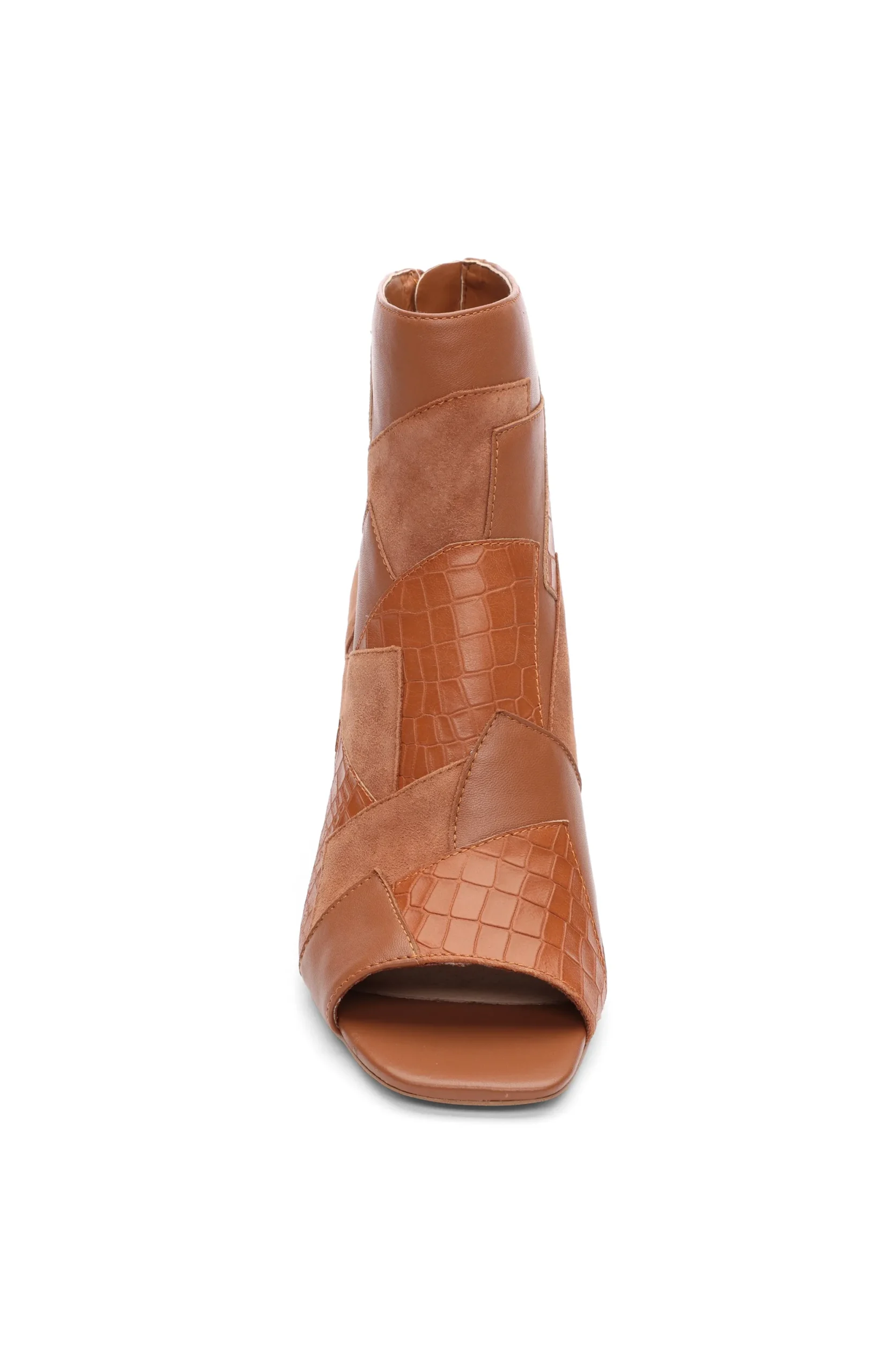 Boots-Liverpool Los Angeles PARK BOOTIE MULTI LEATHER PATCHWORK OPEN TOE Luggage