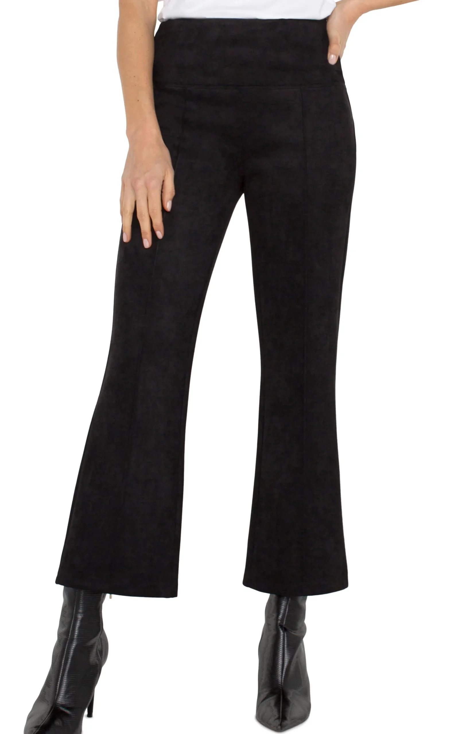 Pants|Knit Pull-On-Liverpool Los Angeles PEARL CROP FLARE Black
