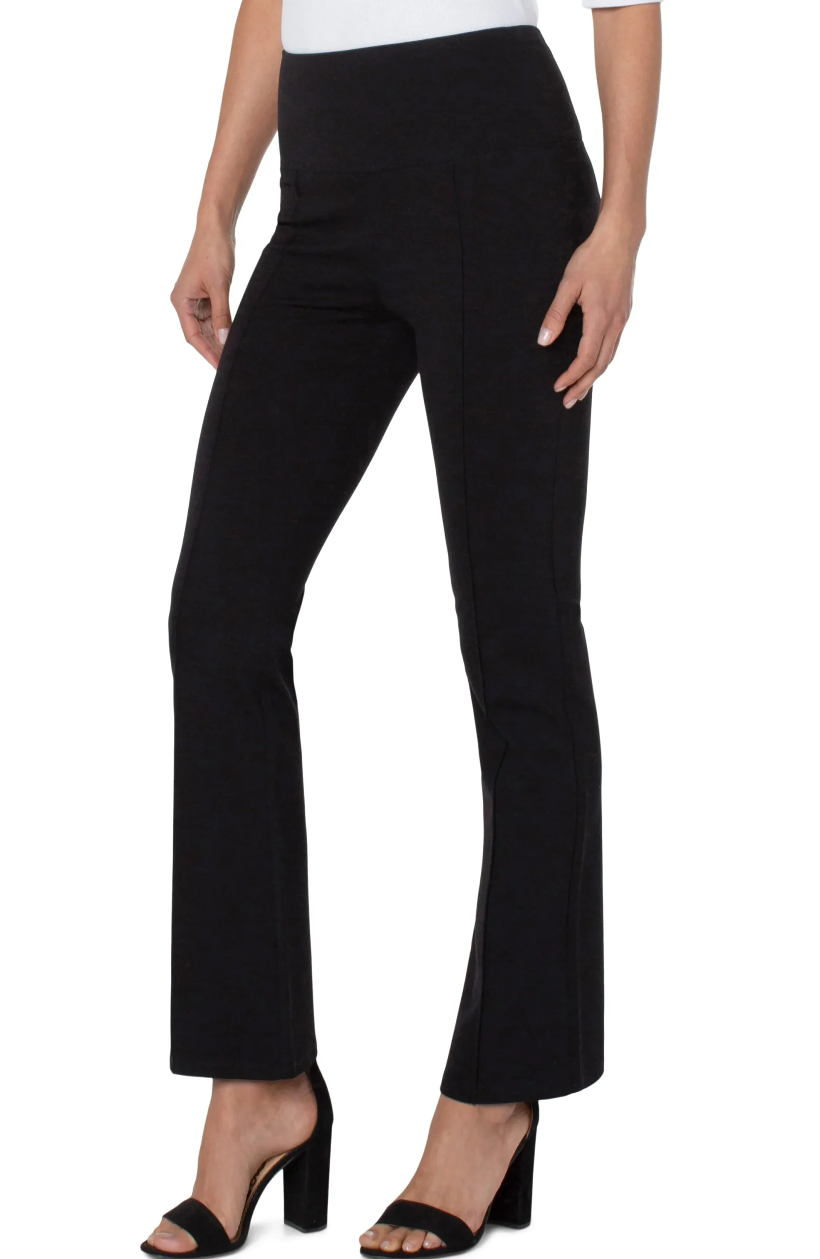 Knit Pull-On|Pants-Liverpool Los Angeles PEARL FULL LENGTH FLARE Black