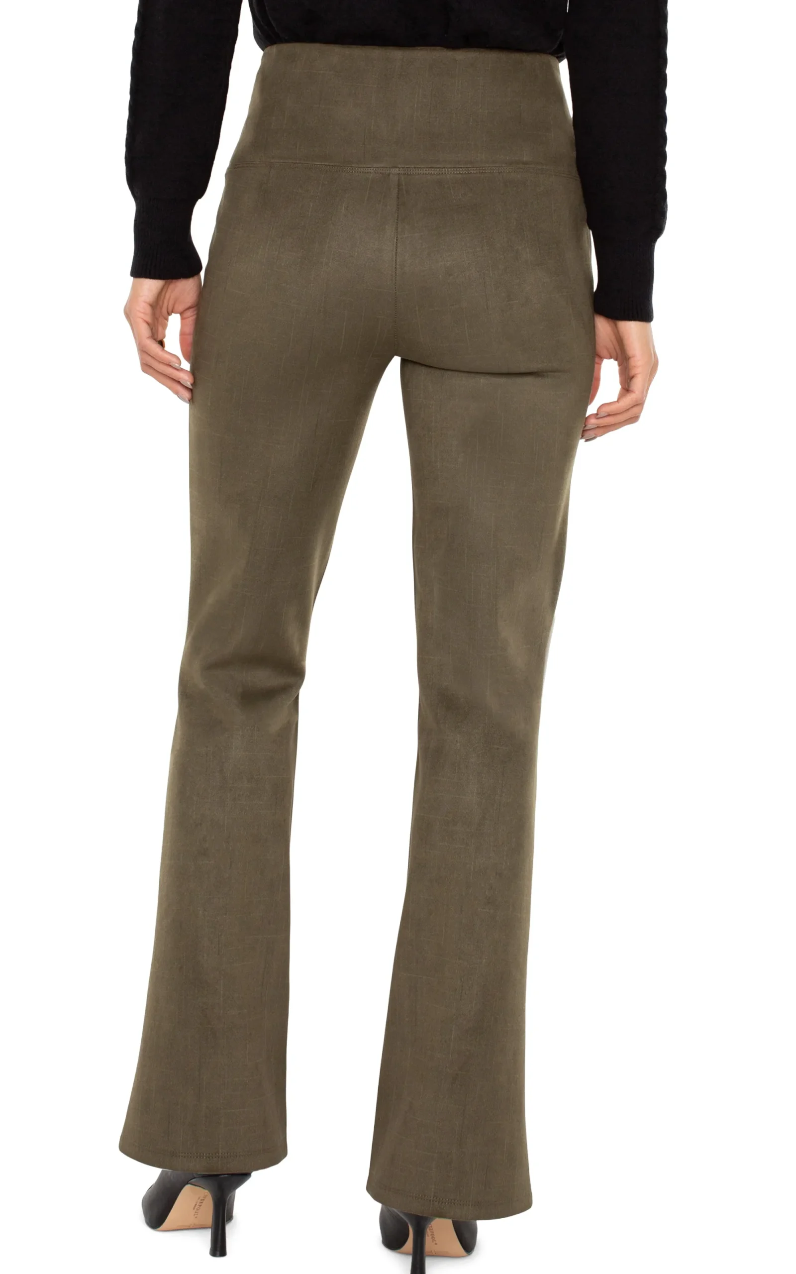 Pants|Knit Pull-On-Liverpool Los Angeles PEARL FULL LENGTH FLARE WITH PINTUCKS Olive