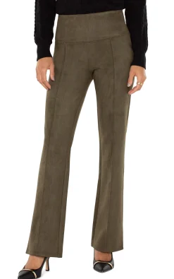 Pants|Knit Pull-On-Liverpool Los Angeles PEARL FULL LENGTH FLARE WITH PINTUCKS Olive
