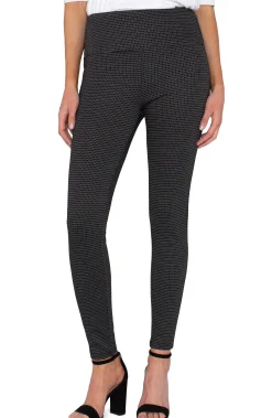 Pants|Knit Pull-On-Liverpool Los Angeles PEARL PULL-ON LEGGING Blackwhiteminigrid