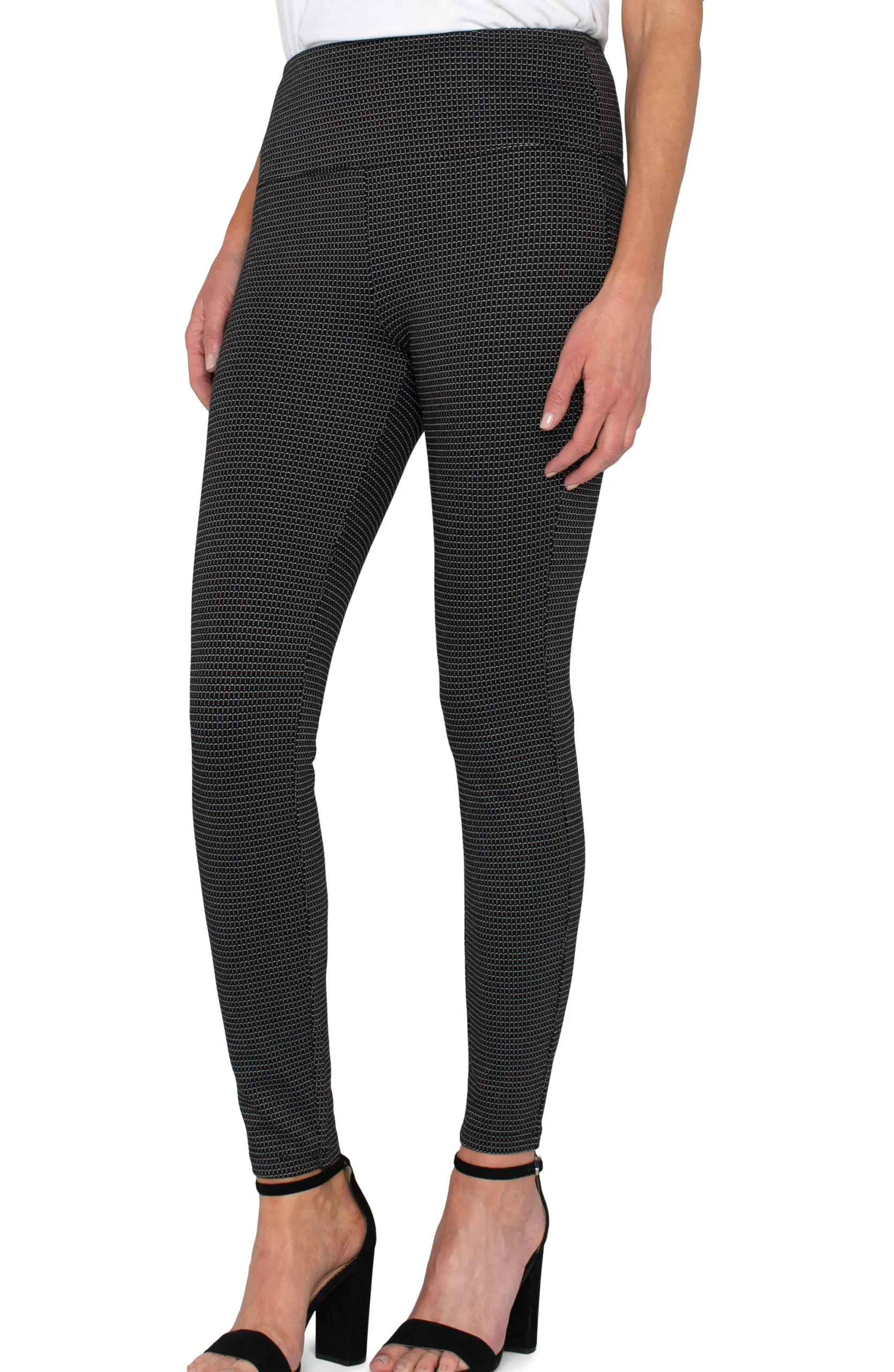Pants|Knit Pull-On-Liverpool Los Angeles PEARL PULL-ON LEGGING Blackwhiteminigrid