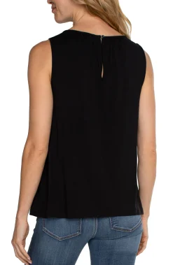 Tops-Liverpool Los Angeles PETITE A-LINE SLEEVELESS KNIT TOP Black