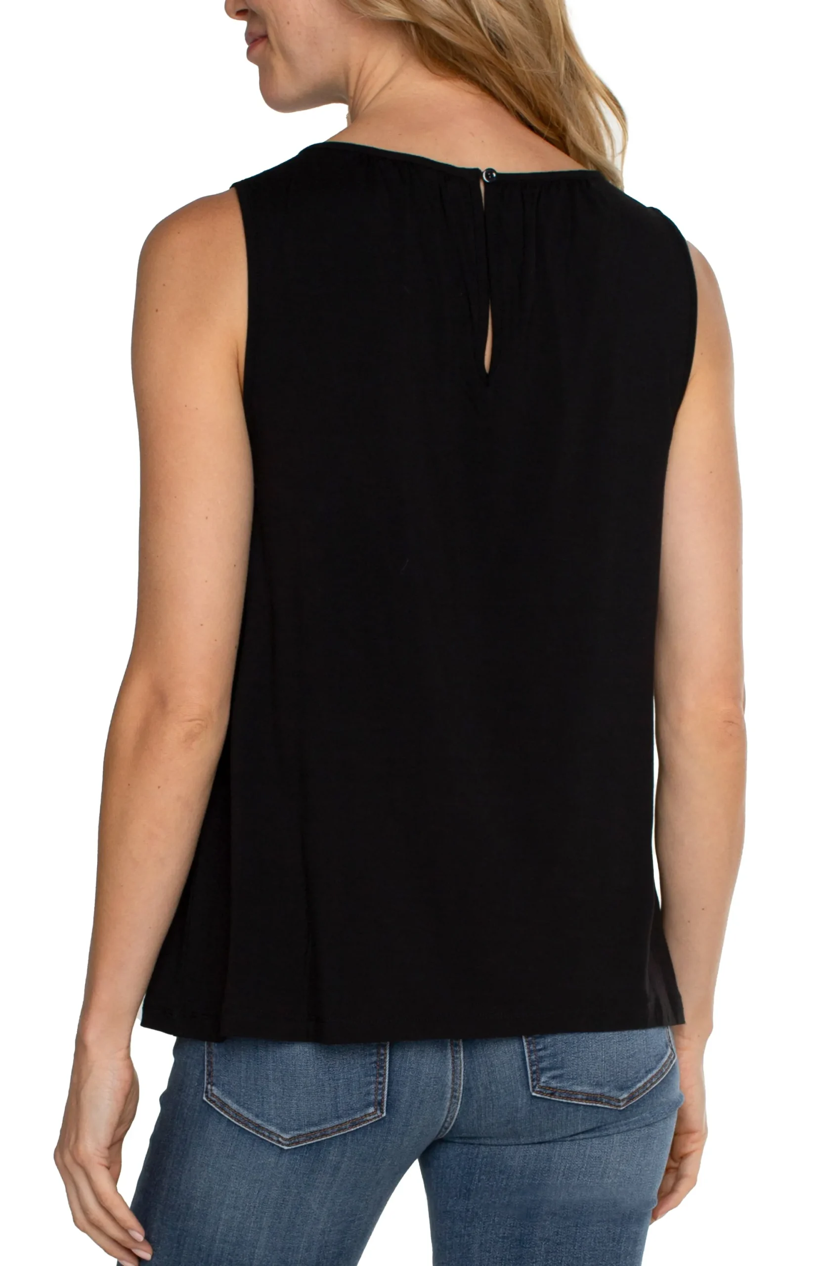 Tops-Liverpool Los Angeles PETITE A-LINE SLEEVELESS KNIT TOP Black