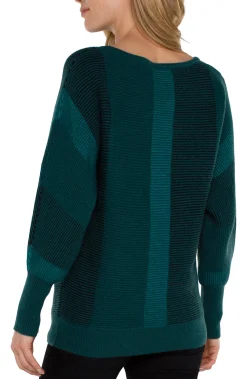 Tops-Liverpool Los Angeles PETITE BOAT NECK DOLMAN SWEATER Malachitemulti