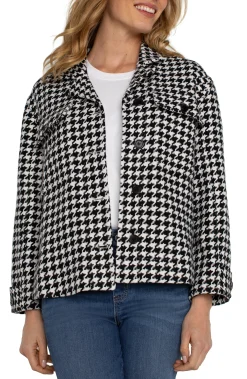 Jackets-Liverpool Los Angeles PETITE BOXY SHACKET Blackwhitehoundstooth