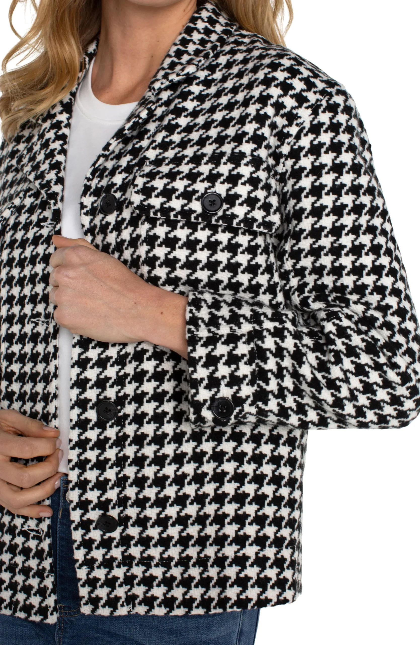 Jackets-Liverpool Los Angeles PETITE BOXY SHACKET Blackwhitehoundstooth