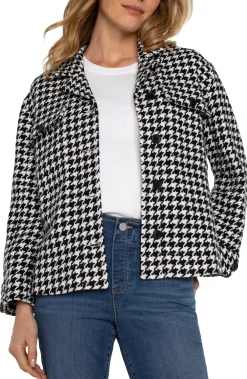 Jackets-Liverpool Los Angeles PETITE BOXY SHACKET Blackwhitehoundstooth