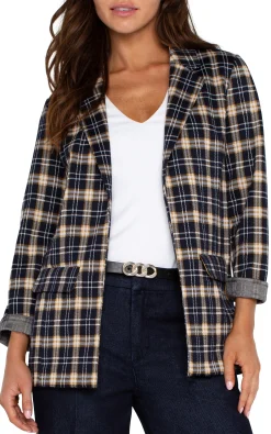 Jackets-Liverpool Los Angeles PETITE BOYFRIEND BLAZER Darknavytartanplaid