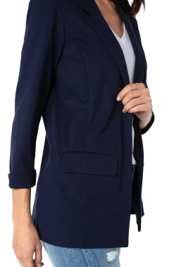 Jackets-Liverpool Los Angeles PETITE BOYFRIEND BLAZER WITH PRINCESS DARTS Cadetblue