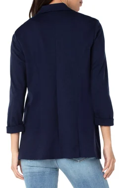 Jackets-Liverpool Los Angeles PETITE BOYFRIEND BLAZER WITH PRINCESS DARTS Cadetblue