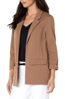 Jackets-Liverpool Los Angeles PETITE BOYFRIEND BLAZER WITH PRINCESS DARTS Maple