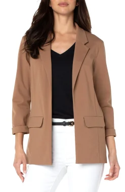 Jackets-Liverpool Los Angeles PETITE BOYFRIEND BLAZER WITH PRINCESS DARTS Maple