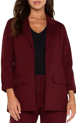 Jackets-Liverpool Los Angeles PETITE BOYFRIEND BLAZER WITH PRINCESS DARTS Bordeaux
