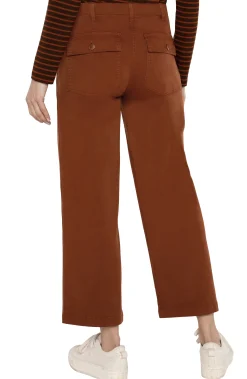 Pants-Liverpool Los Angeles PETITE CARGO WIDE LEG CROP Burlywood