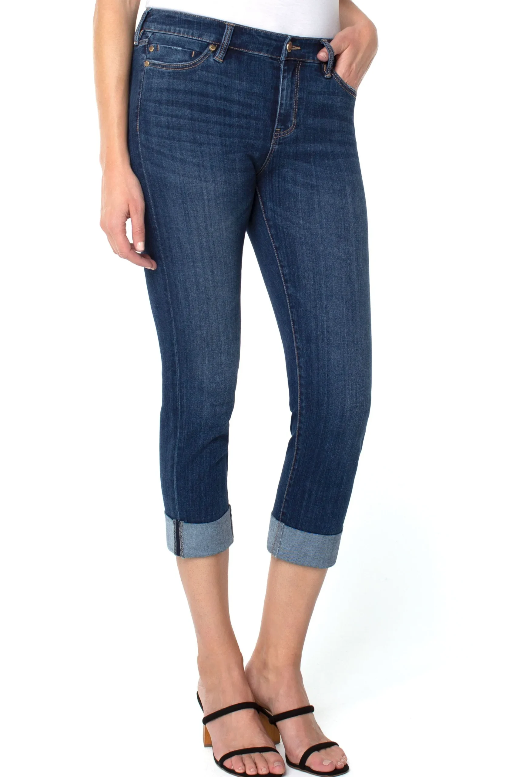Jeans-Liverpool Los Angeles PETITE CHARLIE CROP WIDE ROLLED CUFF Easton