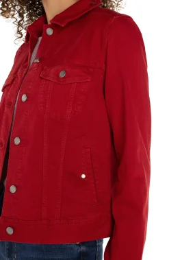 Jackets-Liverpool Los Angeles PETITE CLASSIC JEAN JACKET Carnelian