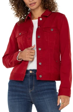 Jackets-Liverpool Los Angeles PETITE CLASSIC JEAN JACKET Carnelian