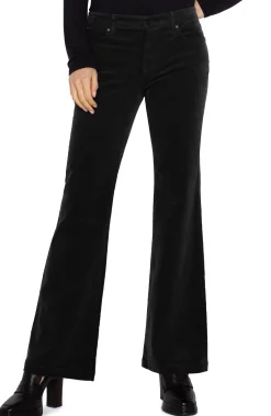 Pants-Liverpool Los Angeles PETITE HANNAH FLARE CORDUROY Onyx