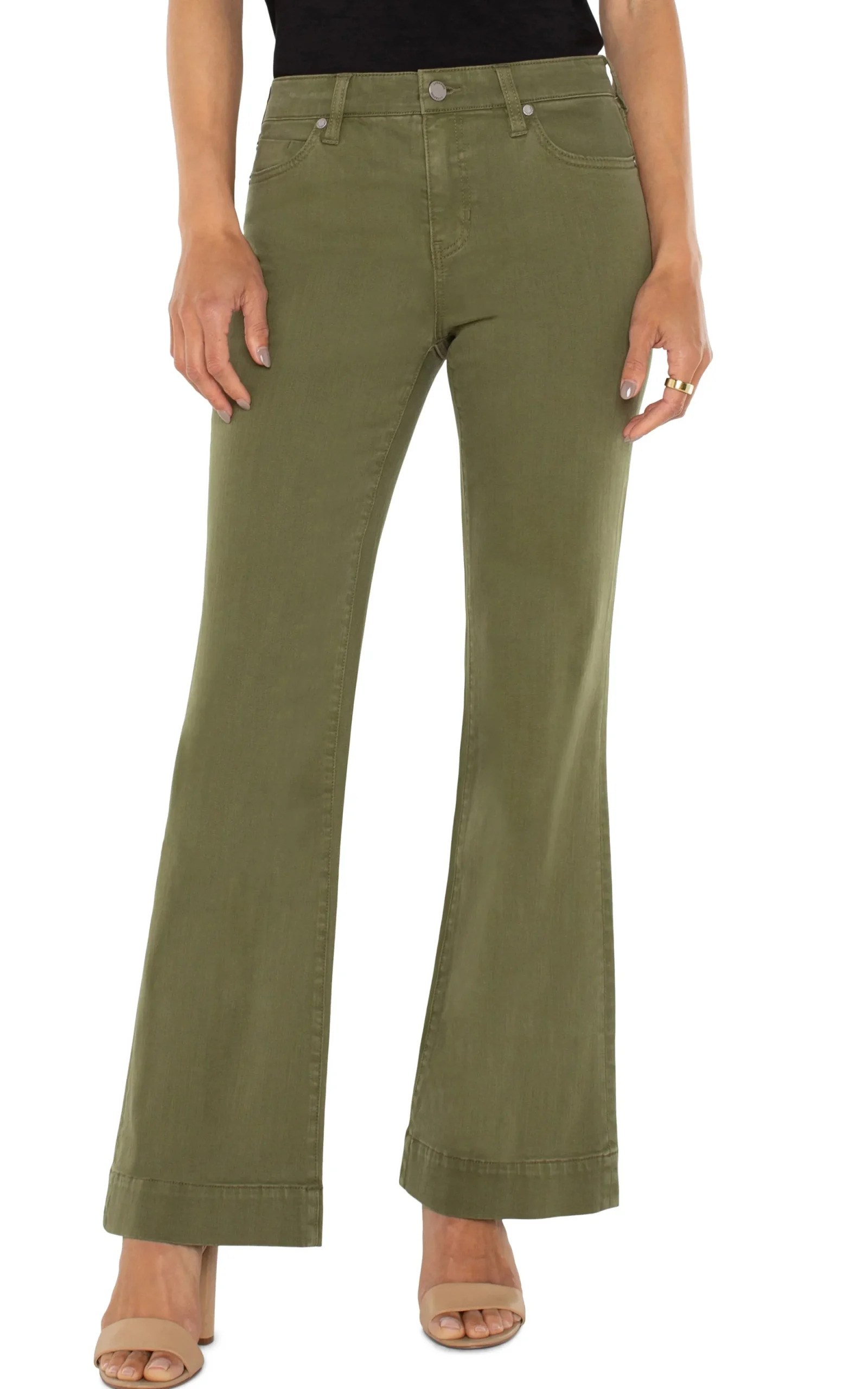 Jeans-Liverpool Los Angeles PETITE HANNAH FLARE WITH WIDE HEM Spanisholive