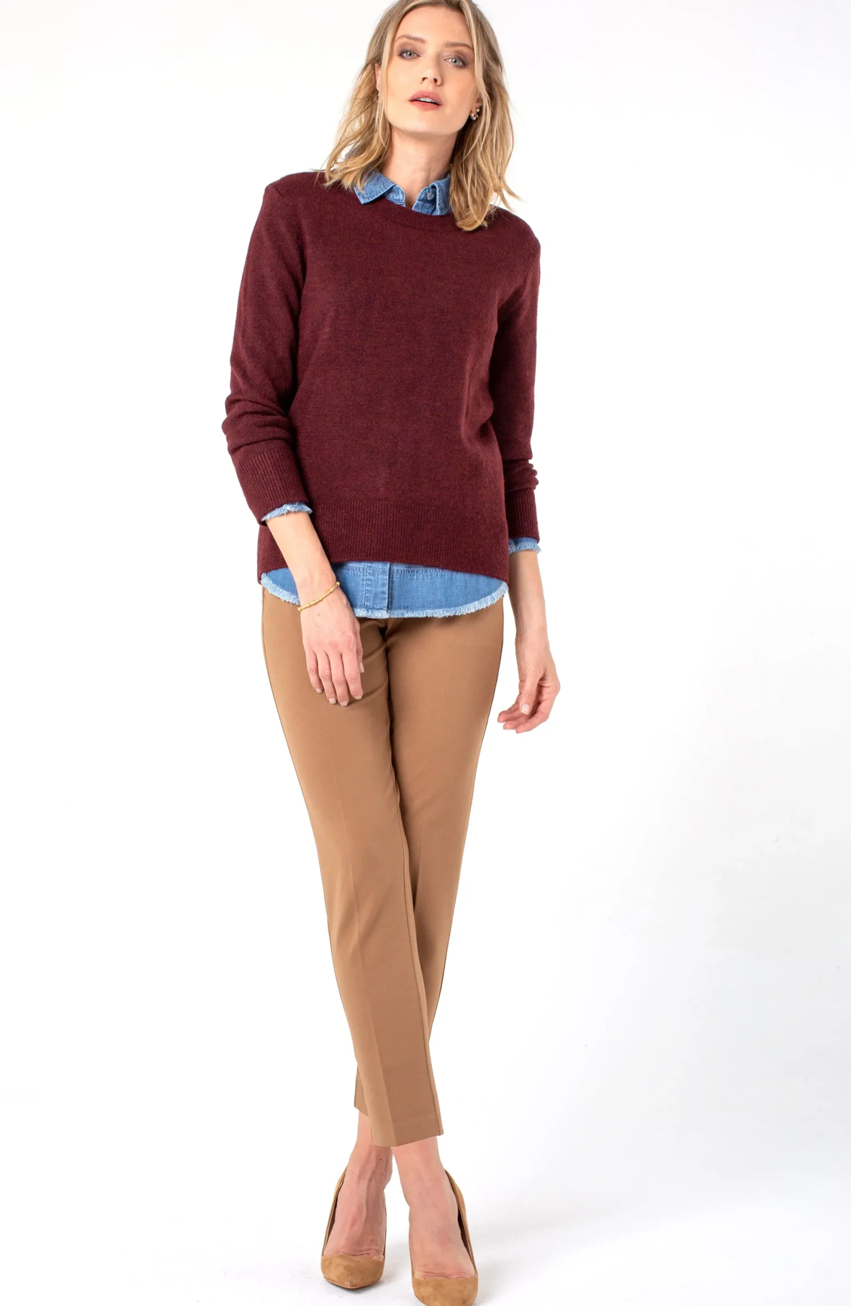 Pants-Liverpool Los Angeles PETITE KELSEY KNIT TROUSER SUPER STRETCH Maple