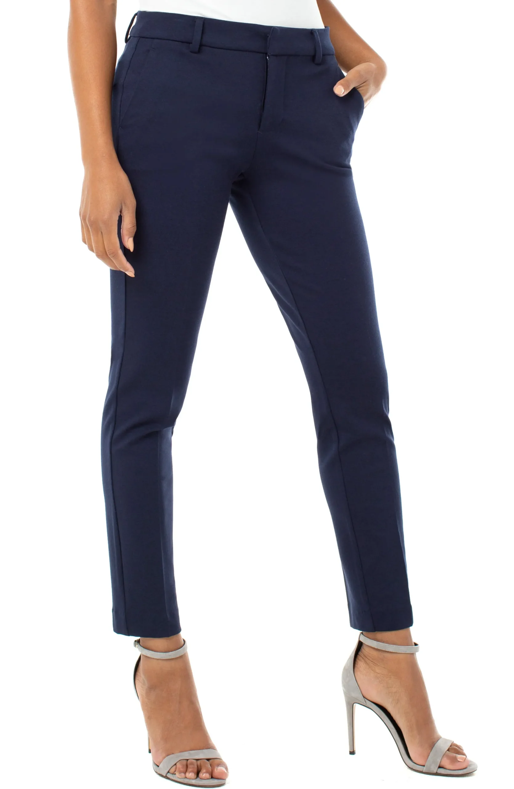 Pants-Liverpool Los Angeles PETITE KELSEY KNIT TROUSER SUPER STRETCH Cadetblue