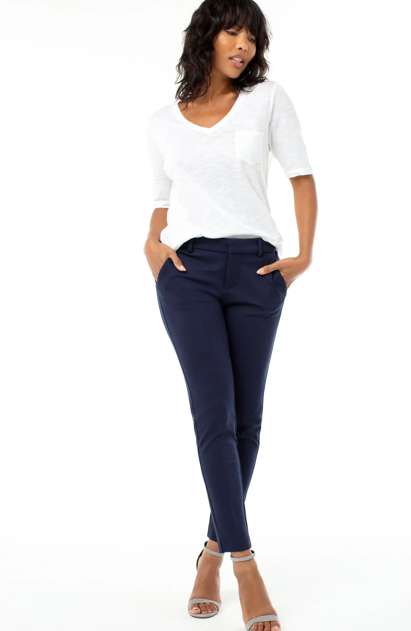 Pants-Liverpool Los Angeles PETITE KELSEY KNIT TROUSER SUPER STRETCH Cadetblue