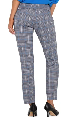 Pants-Liverpool Los Angeles PETITE KELSEY KNIT TROUSER Bluetopazplaid