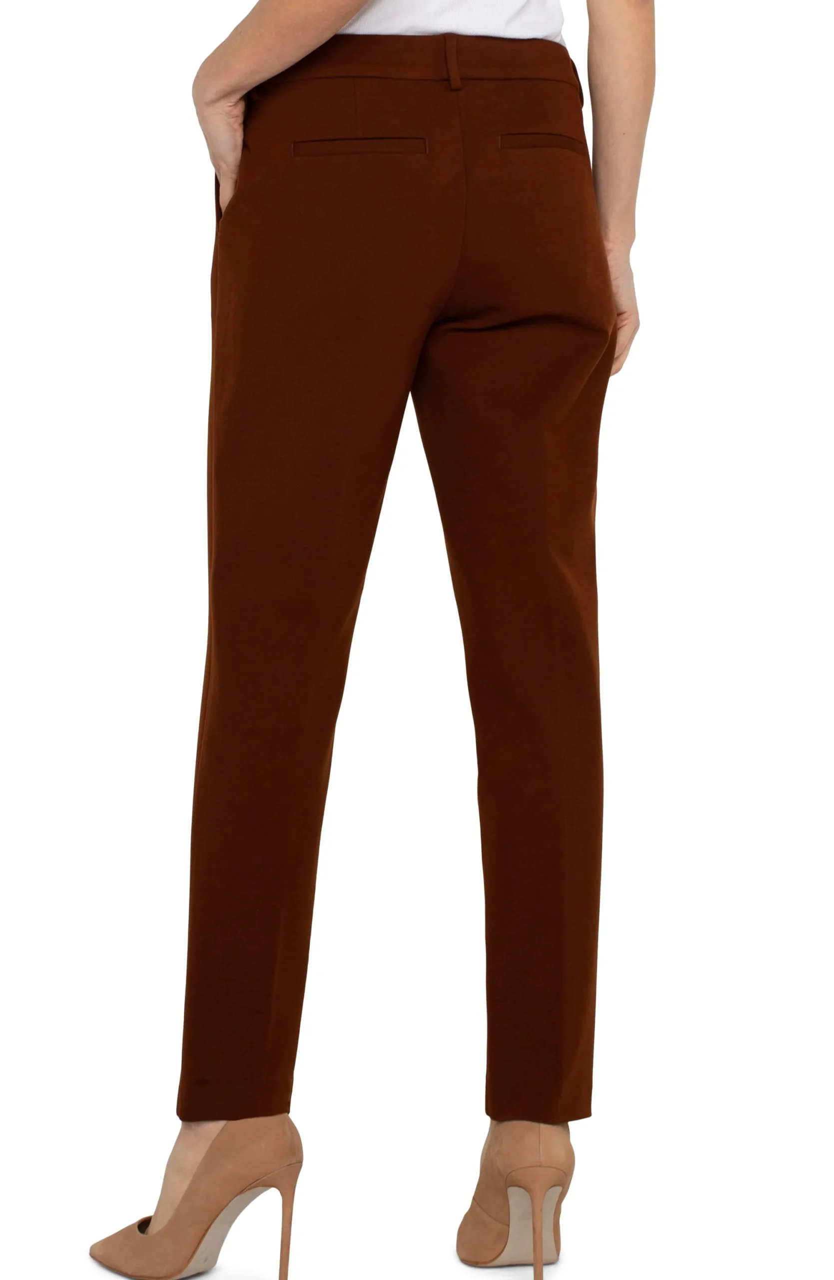Pants-Liverpool Los Angeles PETITE KELSEY KNIT TROUSER SUPER STRETCH Richmahogany