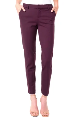 Pants-Liverpool Los Angeles PETITE KELSEY TROUSER Aubergine