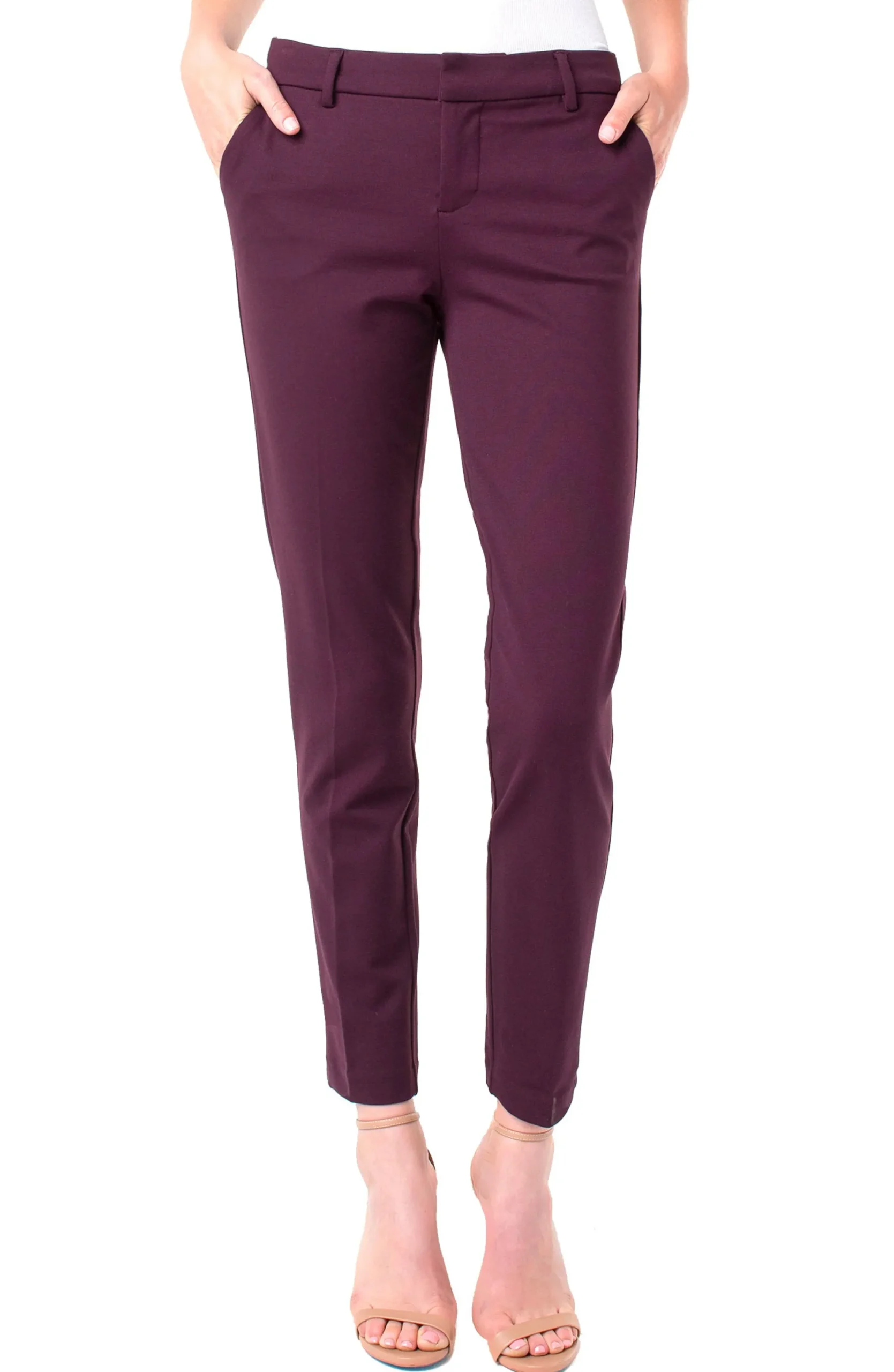 Pants-Liverpool Los Angeles PETITE KELSEY TROUSER Aubergine