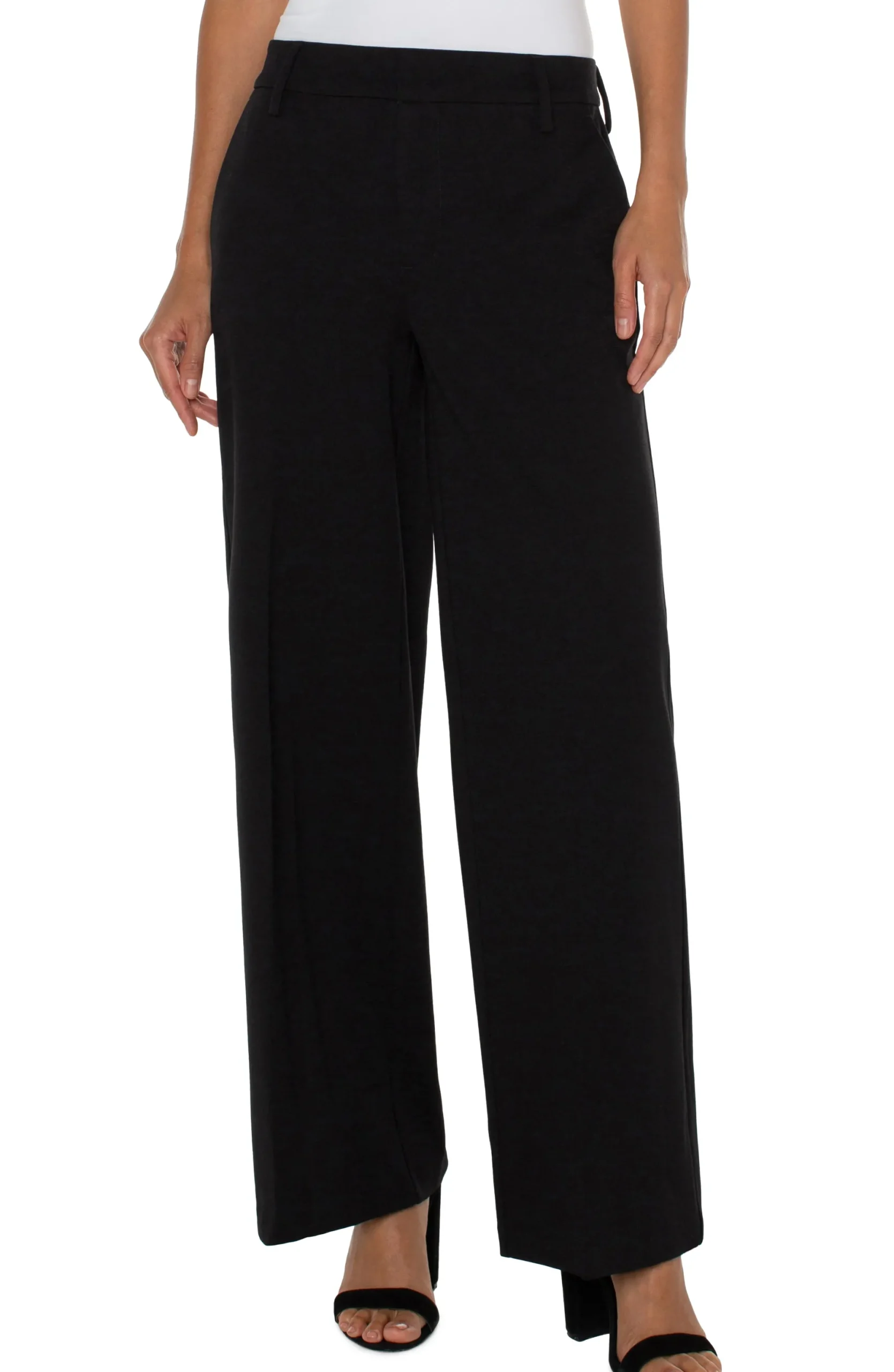Pants-Liverpool Los Angeles PETITE KELSEY WIDE LEG TROUSER Black