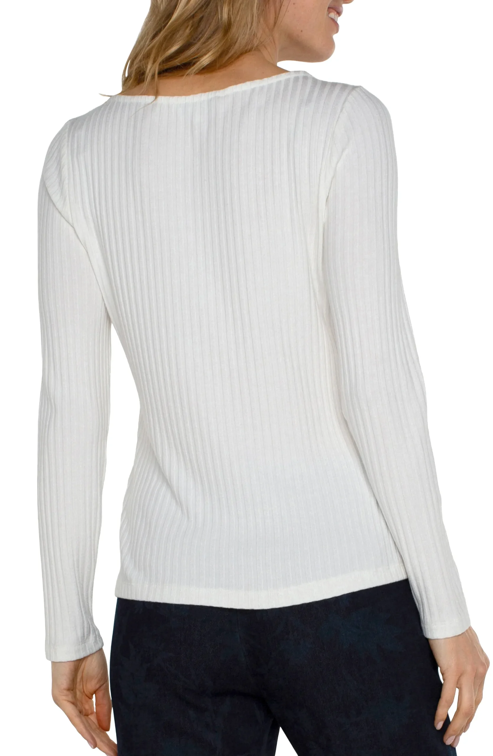 Tops-Liverpool Los Angeles PETITE LONG SLEEVE BOAT NECK KNIT TOP Snow