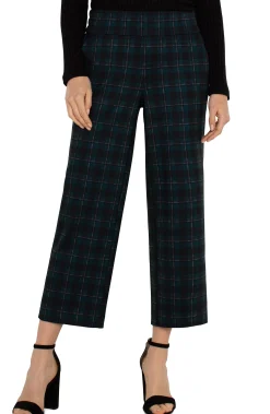 Pants-Liverpool Los Angeles PETITE MABEL PULL-ON CROP Darkforesttartanplaid