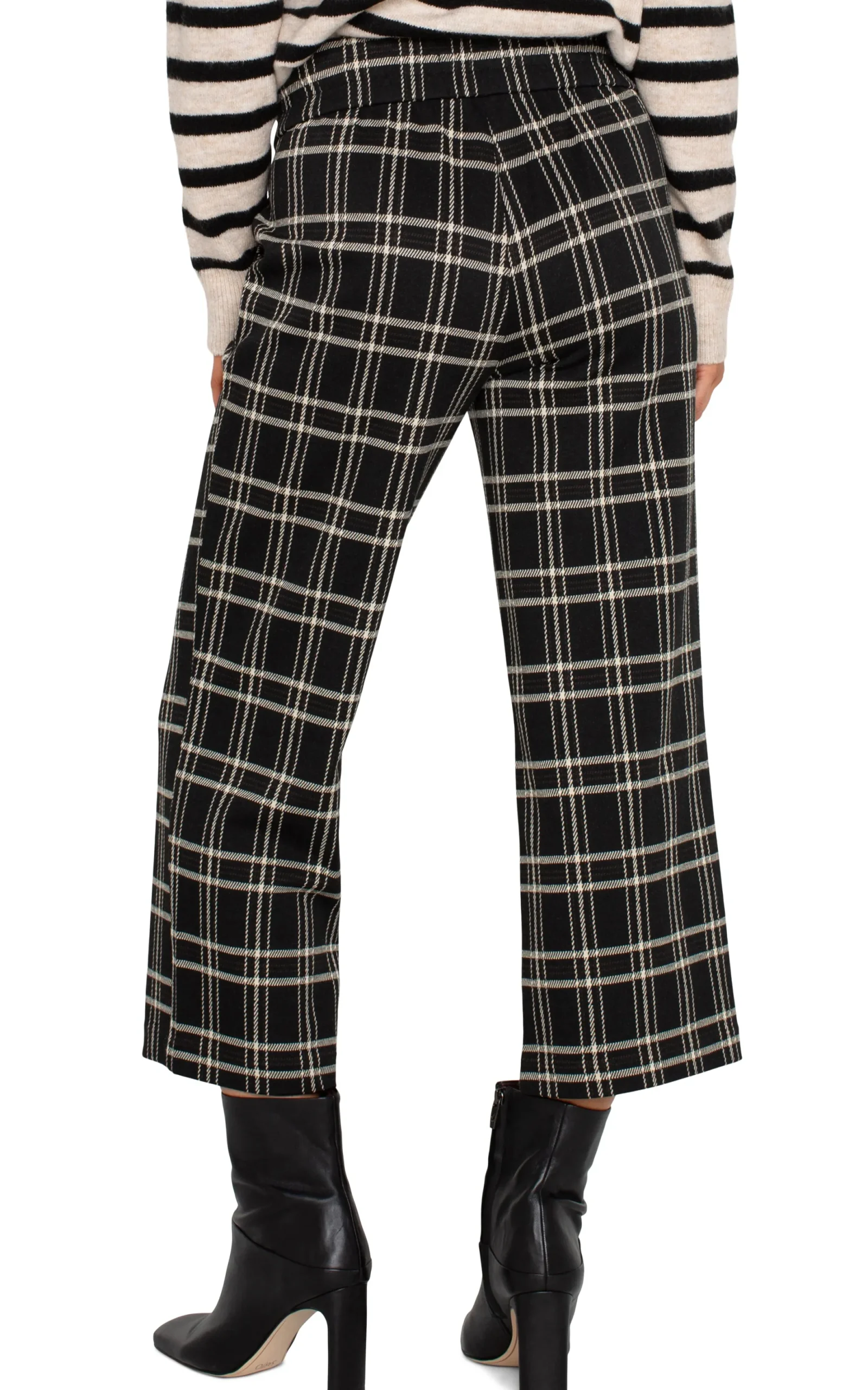 Pants-Liverpool Los Angeles PETITE MABEL PULL-ON CROP Blackoatmealwindowpane