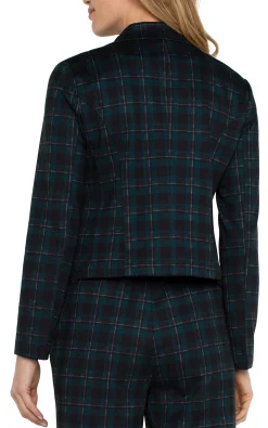 Jackets-Liverpool Los Angeles PETITE OPEN FRONT BLAZER Darkforesttartanplaid