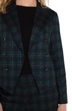 Jackets-Liverpool Los Angeles PETITE OPEN FRONT BLAZER Darkforesttartanplaid