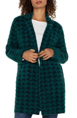 Jackets-Liverpool Los Angeles PETITE OPEN FRONT COATIGAN SWEATER Darkforesthoundstooth