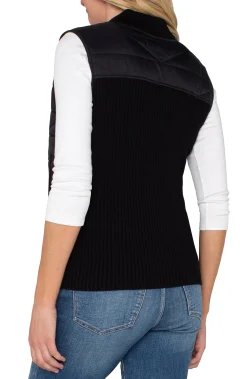 Jackets-Liverpool Los Angeles PETITE SLEEVELESS QUILTED FULL ZIP SWEATER VEST Black