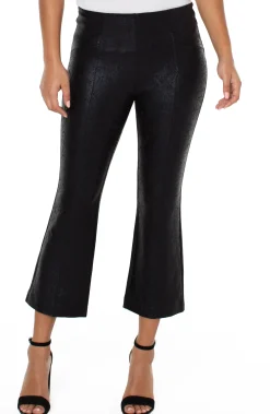 Pants-Liverpool Los Angeles PETITE STELLA KICK FLARE WITH WELT POCKETS Blackcracklecoated