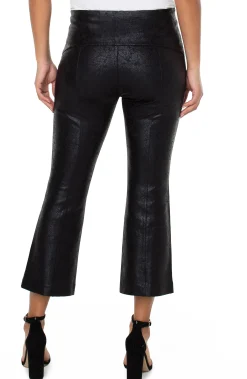 Pants-Liverpool Los Angeles PETITE STELLA KICK FLARE WITH WELT POCKETS Blackcracklecoated