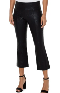 Pants-Liverpool Los Angeles PETITE STELLA KICK FLARE WITH WELT POCKETS Blackcracklecoated