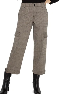 Pants-Liverpool Los Angeles PETITE UTILITY CARGO CROP WITH TAB HEM Peppercornplaid