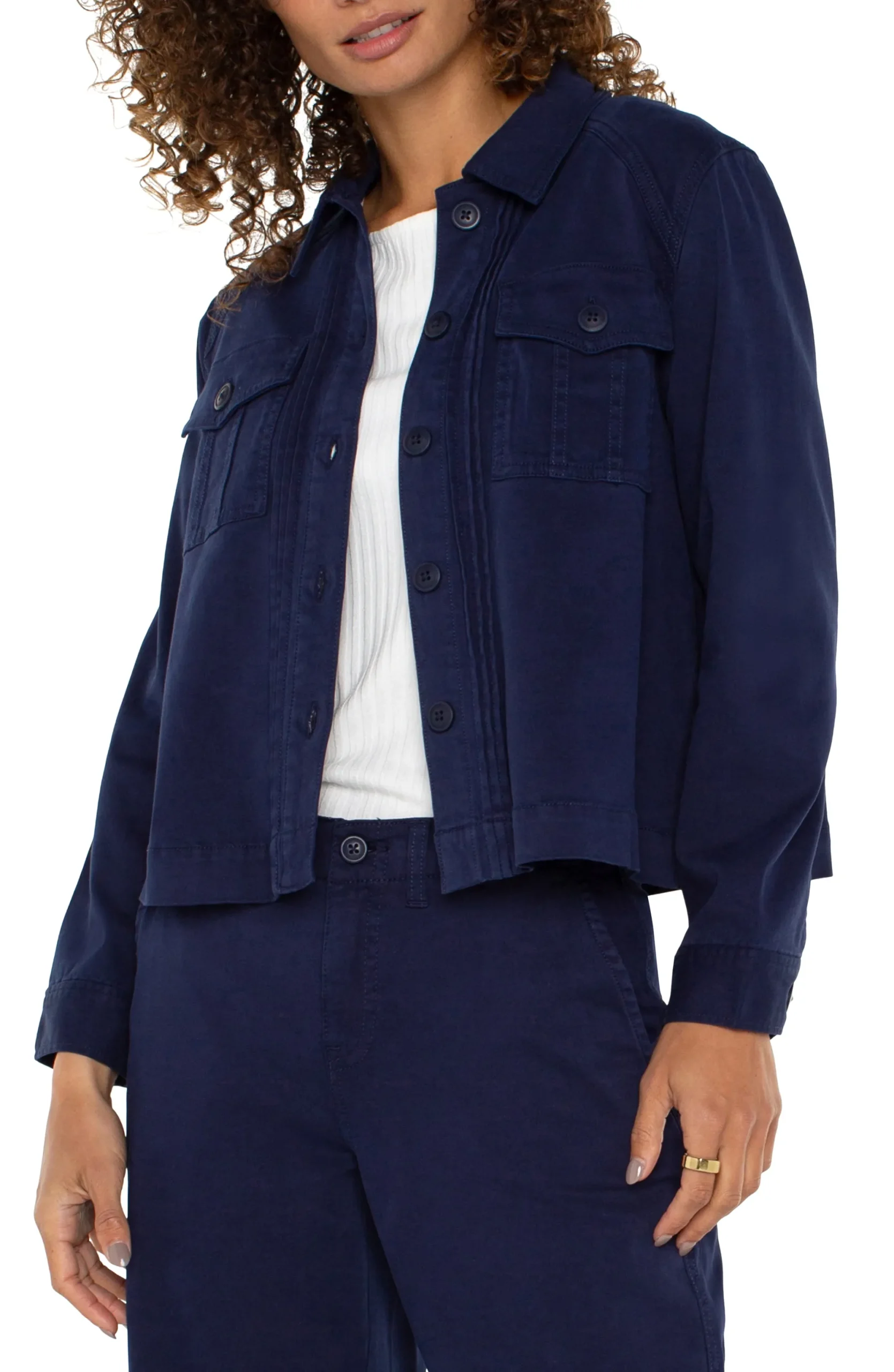 Jackets-Liverpool Los Angeles PLEAT BACK CROP JACKET Lapisink